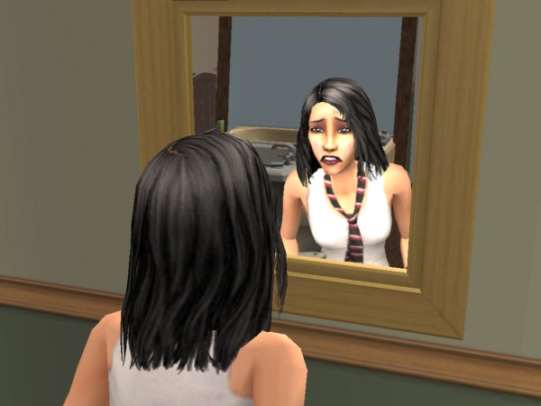 Tiffy looks in the mirror