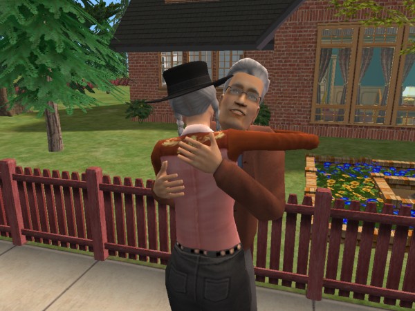 Liam hugs his friend Pearline