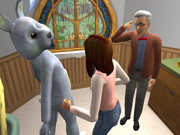 Taryn talks to the social bunny